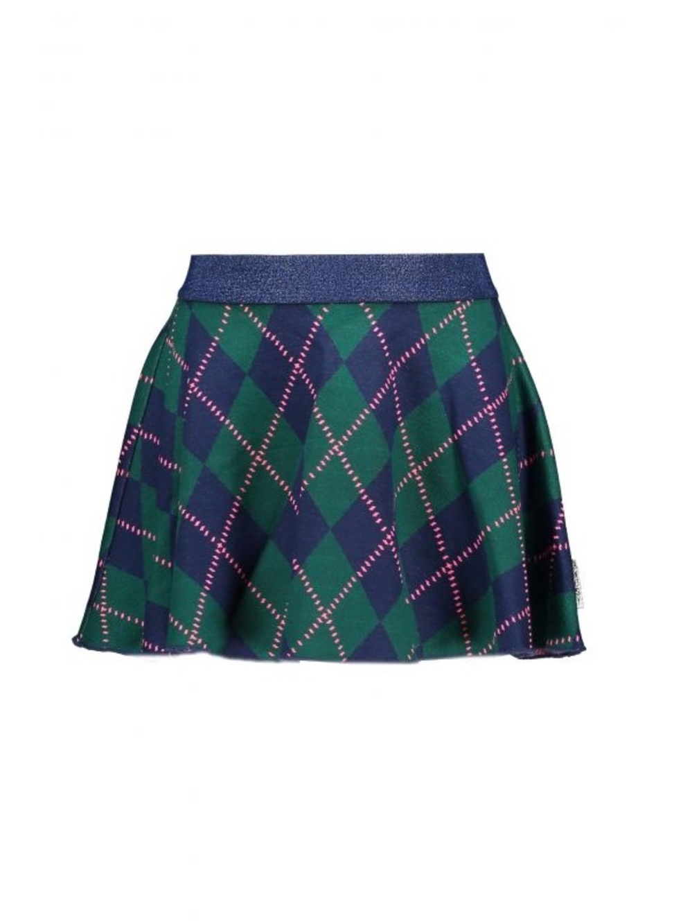Girls' Argyle Flare Skirt in Green and Navy